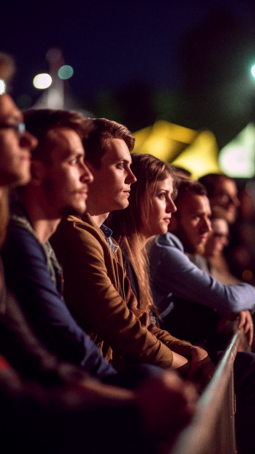 Menschen stehen im Outdoor Kino